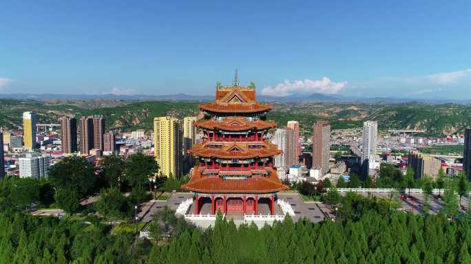 4k山西吕梁临县西山公园风景