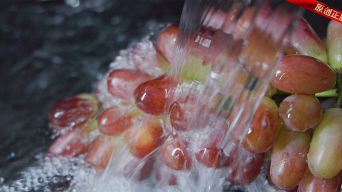 冲洗新鲜红葡萄提子水果合集诱人 4K原创