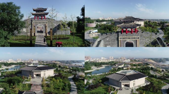 甘肃庆阳东湖公园城市休闲公园航拍4K