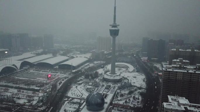 西安电视塔雪景