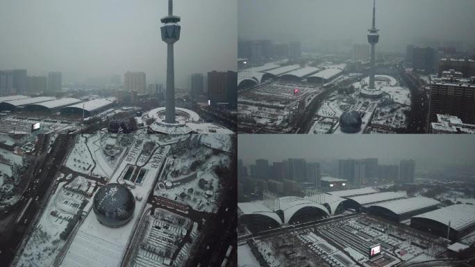 西安电视塔雪景