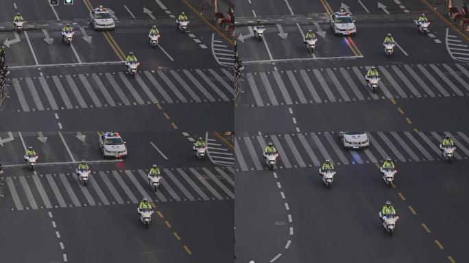 上海马拉松起跑时警用摩托车开道