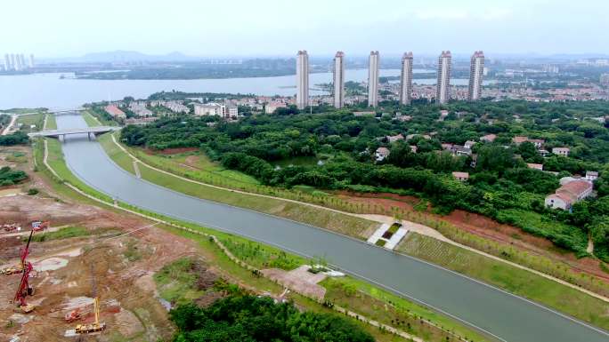 红莲湖航拍鄂州航拍建筑生态公园