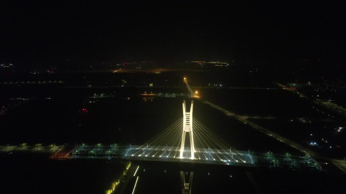 航拍郑州北龙湖夜景