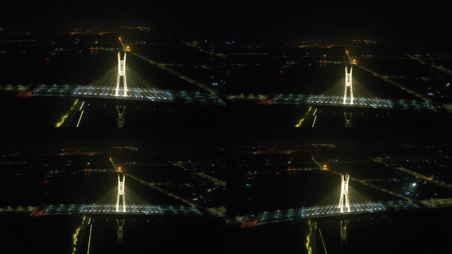 航拍郑州北龙湖夜景