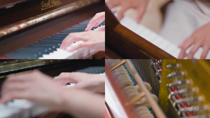 4K美女弹钢琴女孩钢琴演奏升格特写