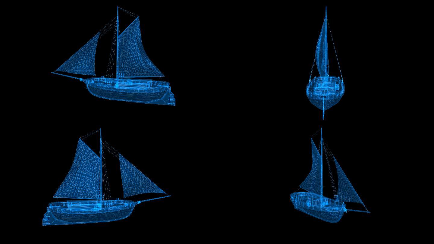 全息展示帆船3-循环alpha通道