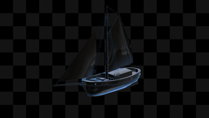 全息展示帆船1-循环alpha通道