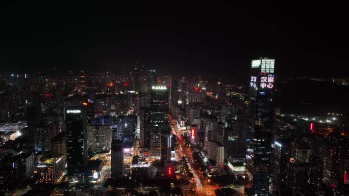 4k高清航拍深圳罗湖限电后的夜景原片