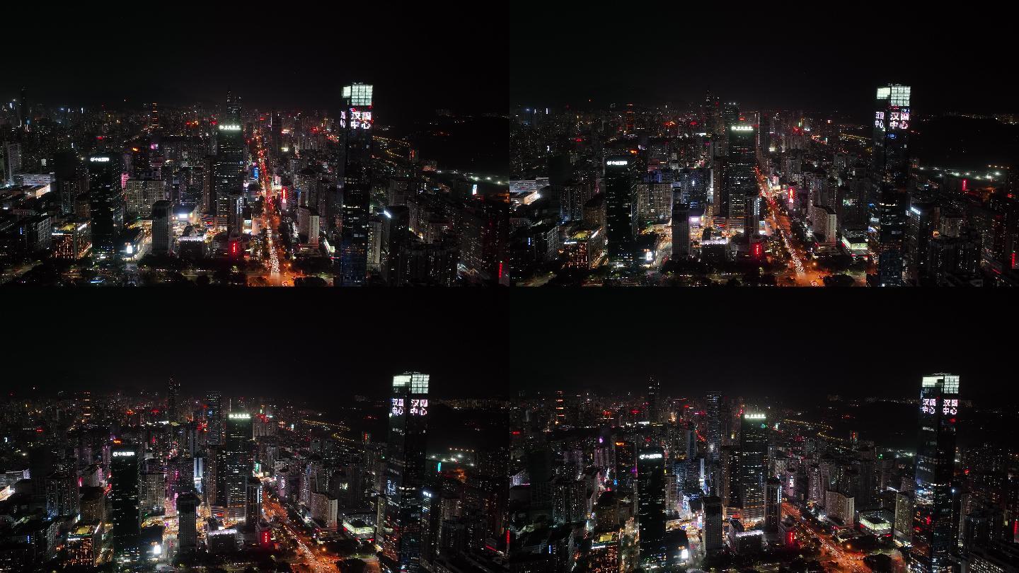 4k高清航拍深圳罗湖限电后的夜景原片