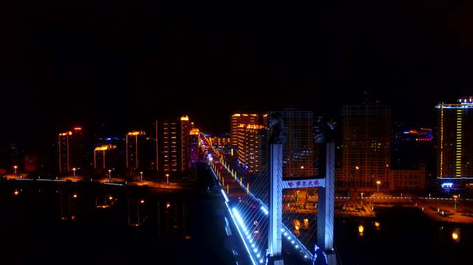 4K 呼伦贝尔 海拉尔 哈萨尔大桥 夜景