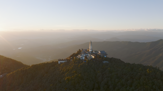 【5K】云南大理鸡足山日出航拍，佛教圣地