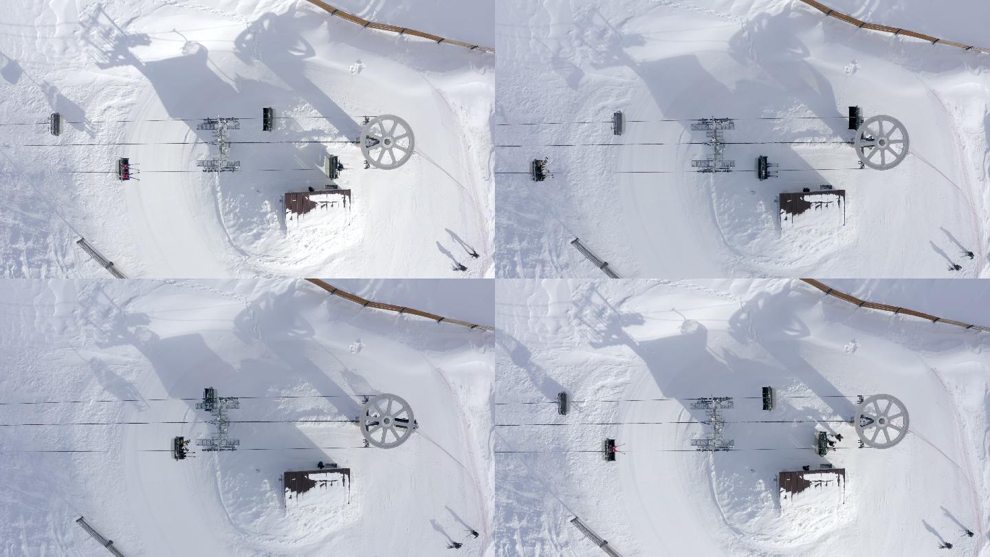 无人机滑雪升降机俯视图