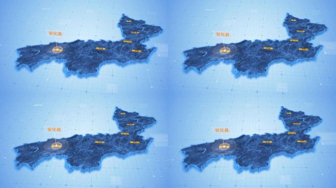 湖南益阳安化县三维地图科技感ae模板