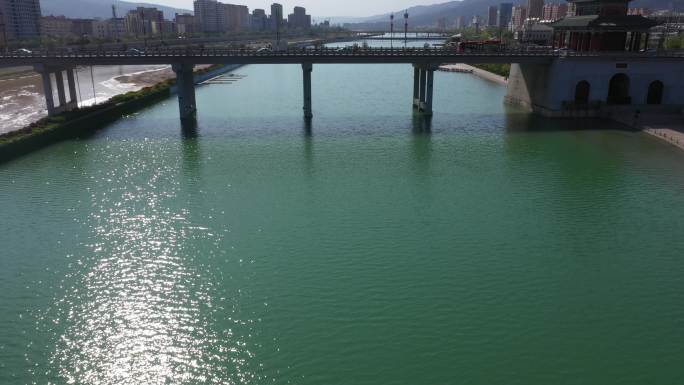 甘肃天水宣传片天水麦积渭河大桥航拍4K