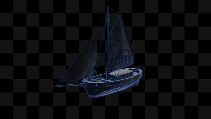 全息展示帆船2-循环alpha通道