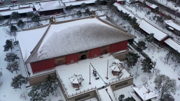 大同华严寺冬季雪景航拍4K