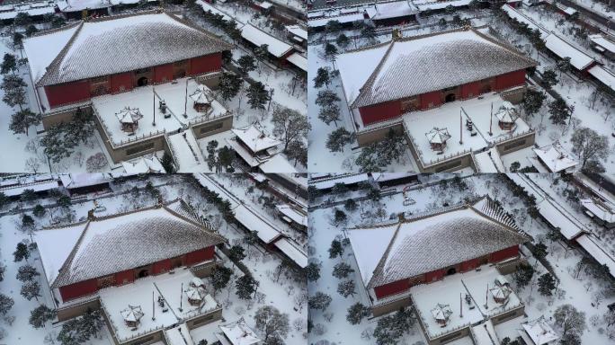 大同华严寺冬季雪景航拍4K