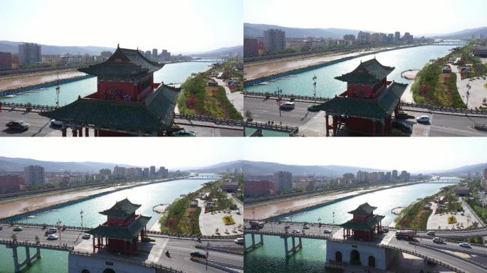 甘肃天水宣传片天水麦积渭河大桥航拍4K