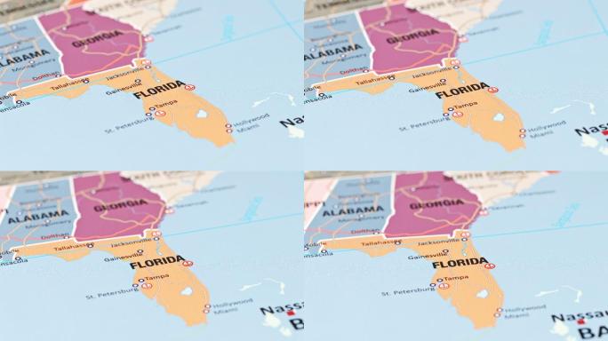 美国佛罗里达州地球地图全球定位区位三维图