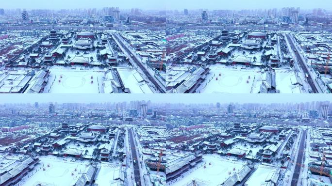 大同华严寺冬季雪景航拍4K