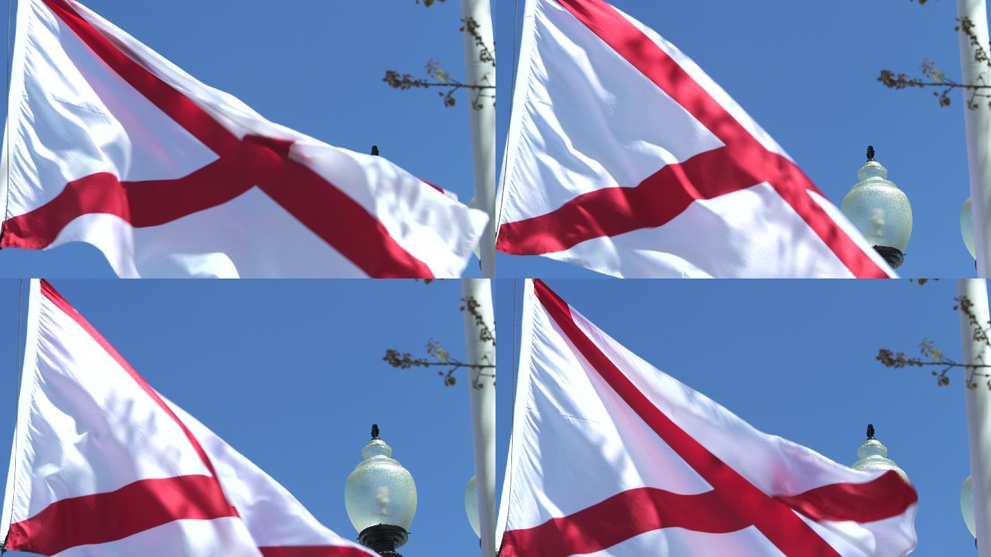 阿拉巴马州国旗在微风中飘扬