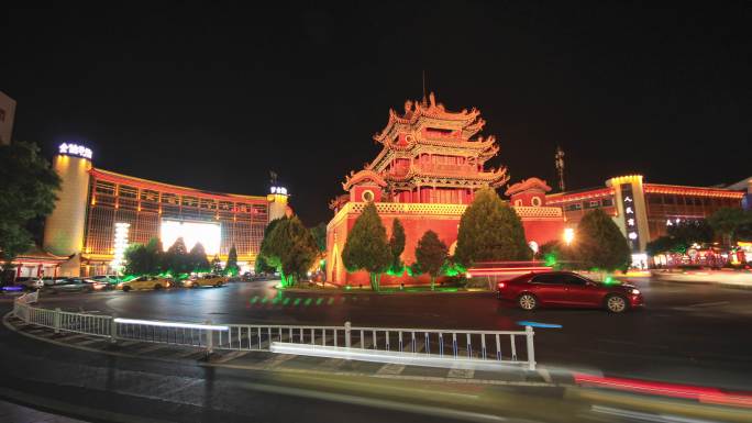 中卫 沙坡头区 鼓楼 夜景 鼓楼南街