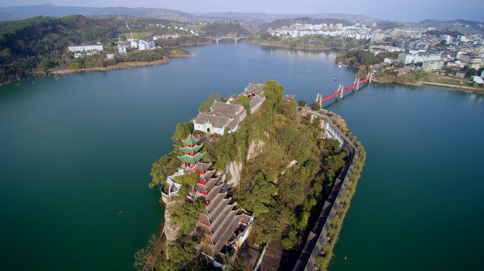 航拍四川重庆忠县旅游景区石宝寨