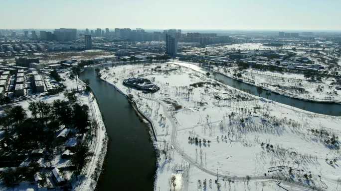 雪后百狮园 黄河路运河桥