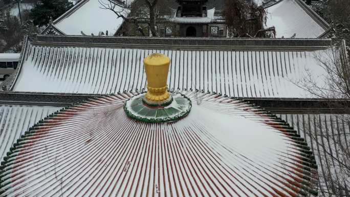 大同清真寺冬季雪景航拍4K视频