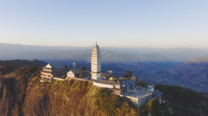 【5K】大理宾川鸡足山日落航拍，大理风光