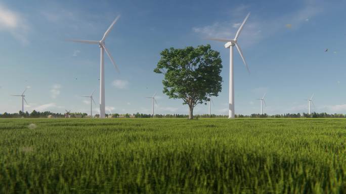 4K新能源绿色能源风力发电