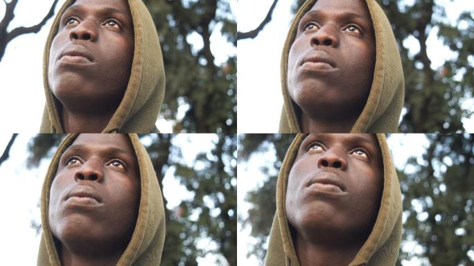 睁开眼睛的非洲黑人