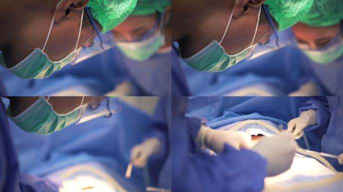 聚焦外科医生在手术室进行手术