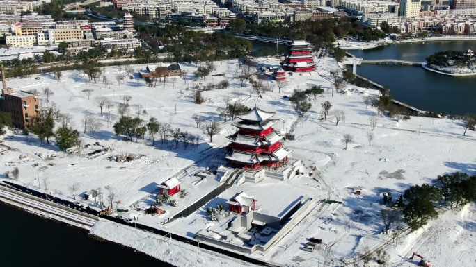 一眼看尽沧州三座古楼雪景