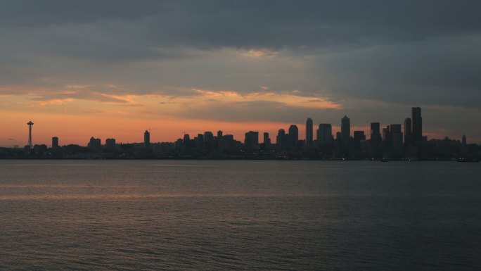 西雅图的晨曦海湾高空无人机
