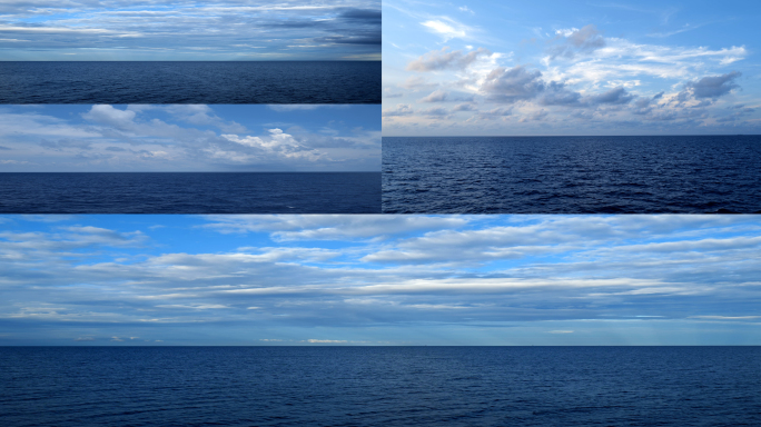 【4K】大海蓝天白云-海平面-海面