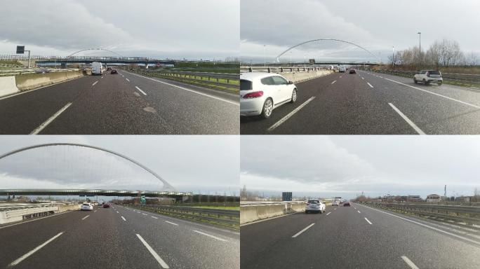 在高速公路上开车行车记录仪视角欧洲自驾意