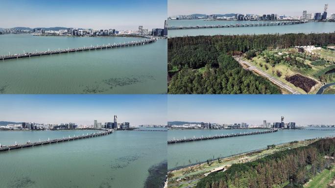 4k航拍苏州吴江东太湖大桥