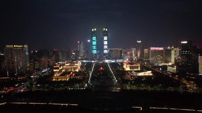 南昌城市地标建筑夜景5k航拍