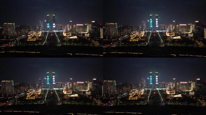 南昌城市地标建筑夜景5k航拍