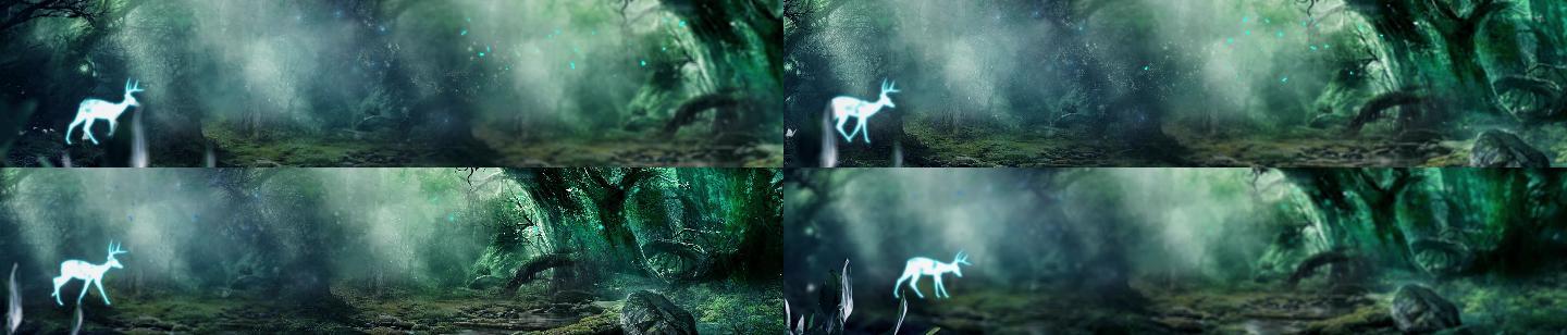 魔法森林魔幻森林窄长尺寸梦幻童话背景视频