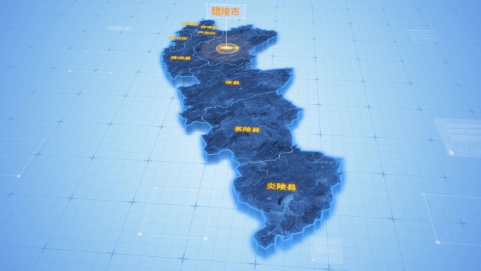 湖南株洲醴陵市三维地图科技感