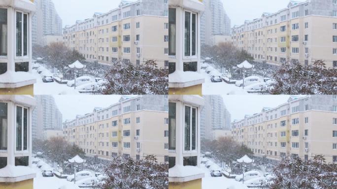 居民区大雪纷飞4k