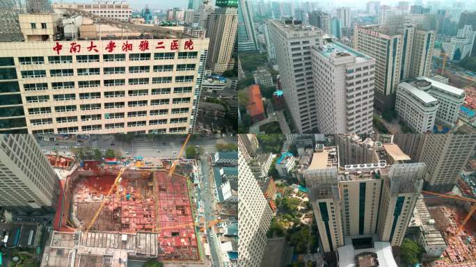 4K中南大学湘雅二医院院区航拍空镜
