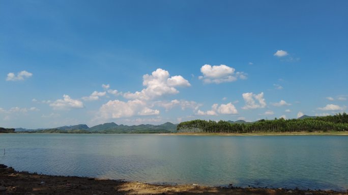 湖泊湖面风景蓝天白云