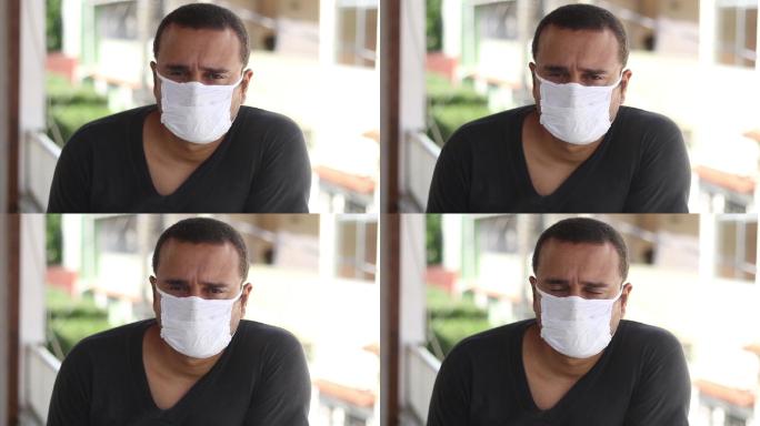 戴医用口罩的男子新冠疫情患者病人防护防控