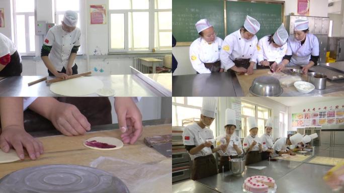 职业学校面点专业学生正在上课