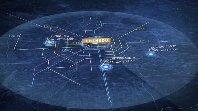 成都地图地铁机场AE模板