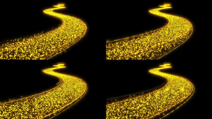 4K大气震撼金色粒子线条路径星河